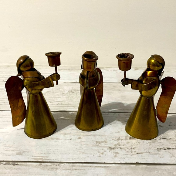 Other - Small Vintage Copper and Brass Angel Candle Holders. Set of 3